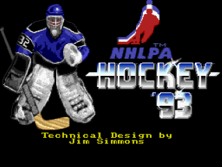 NHLPA Hockey '93 title screen for Super Nintendo